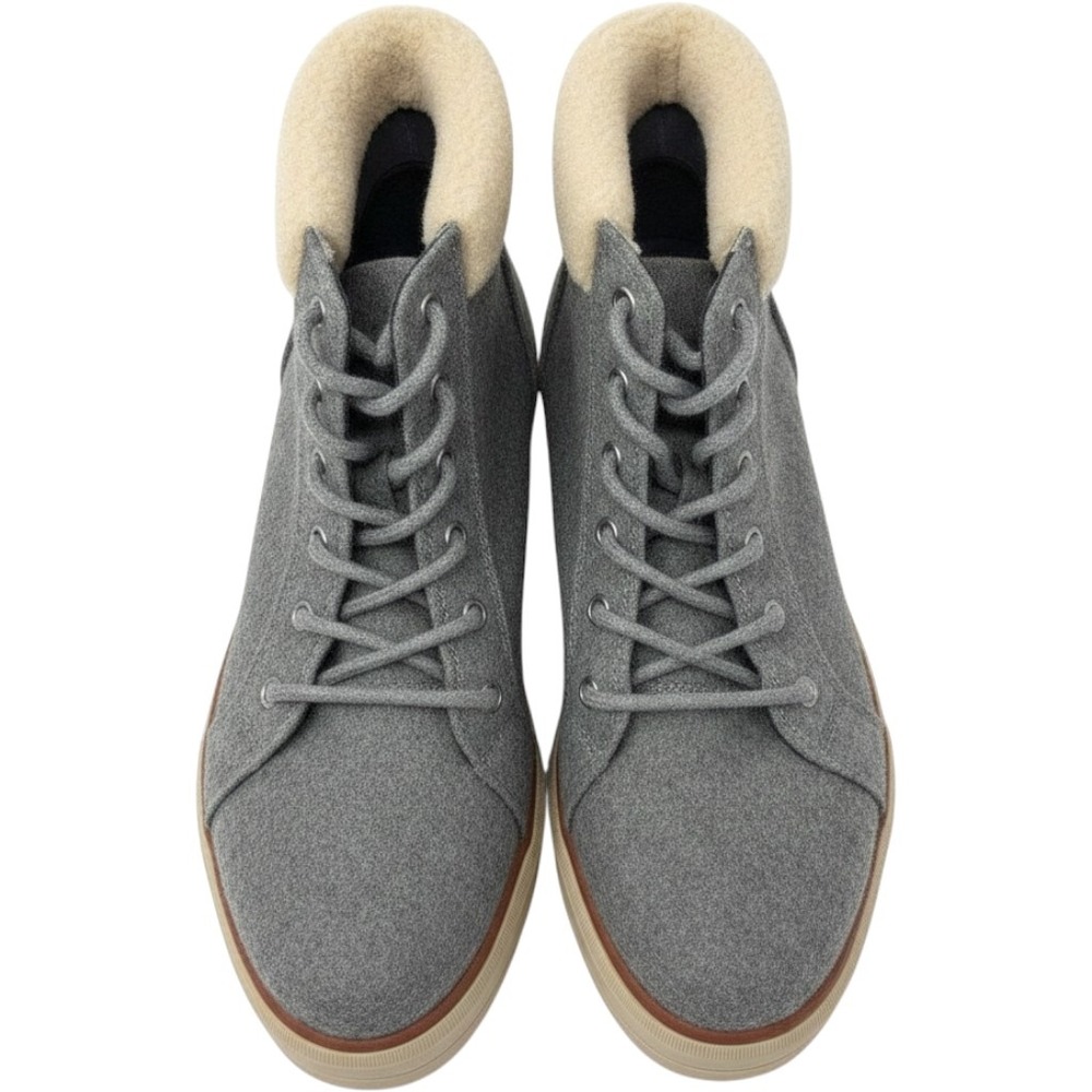 Dr. Scholls Nice Max A Womens Light Grey Wool Blend Faux Fur Platform Booties